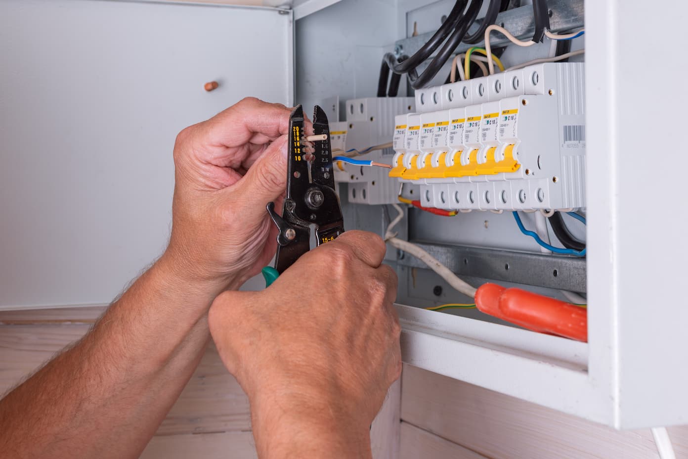 Modern consumer unit installed neatly on a wall